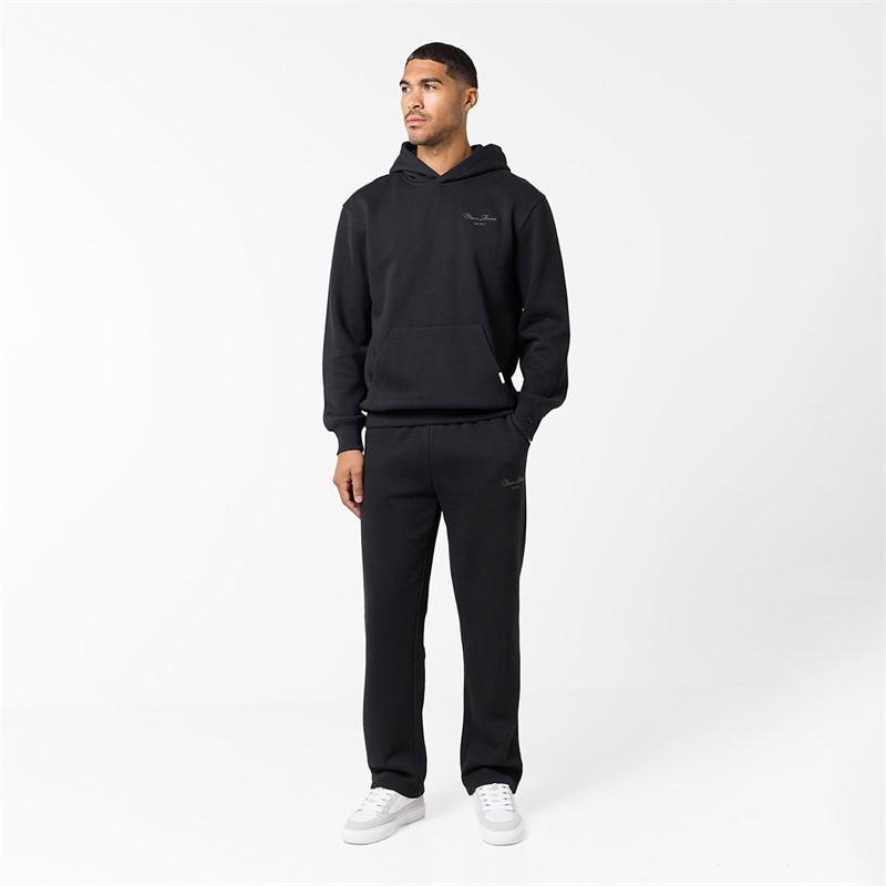 Closure London Mens Open Hem Tonal Signature Tracksuit Black