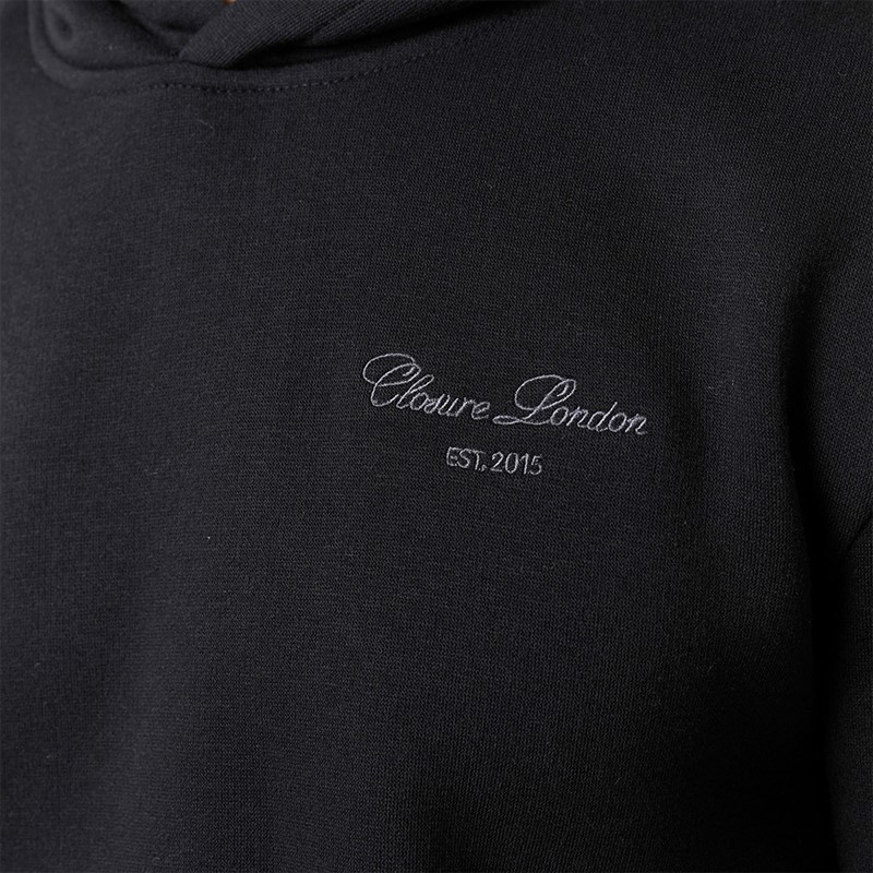 Closure London Mens Open Hem Tonal Signature Tracksuit Black