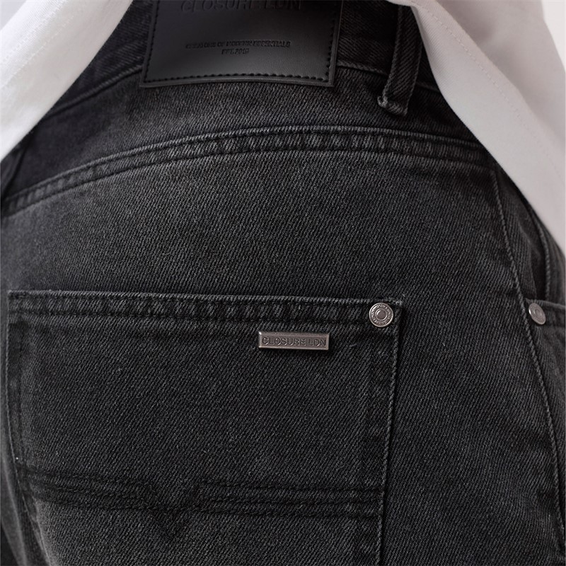 Closure London Mens Loose Fit Denim Jeans Black