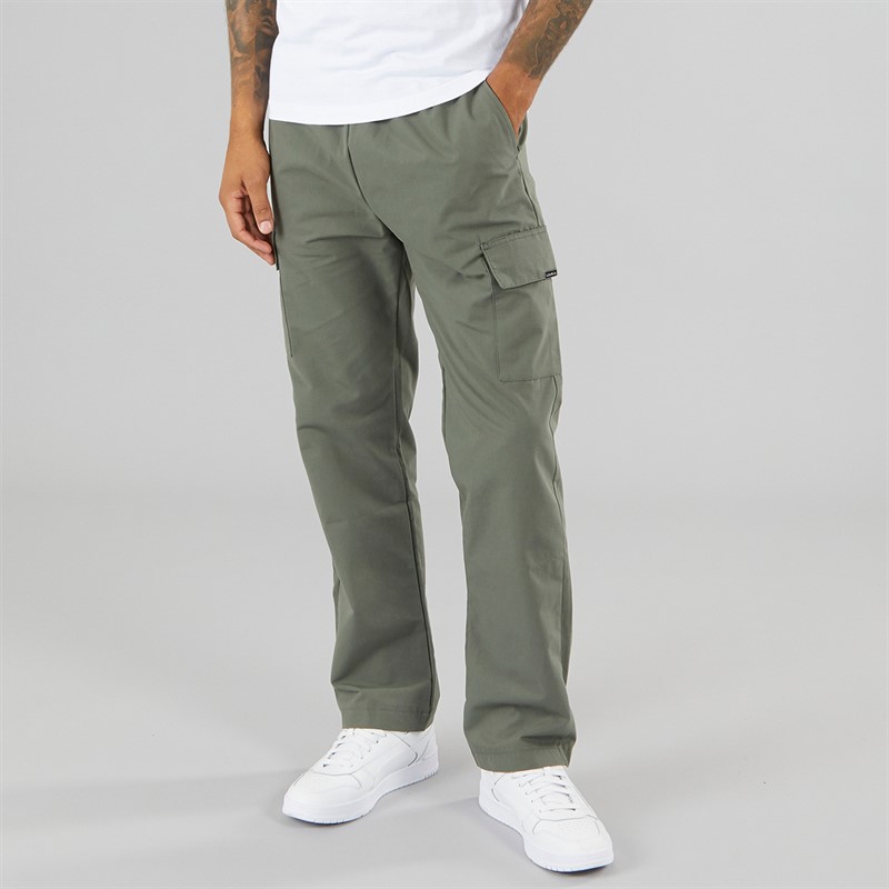 Closure London Mens Smart Open Hem Utility Trousers Green - Size L