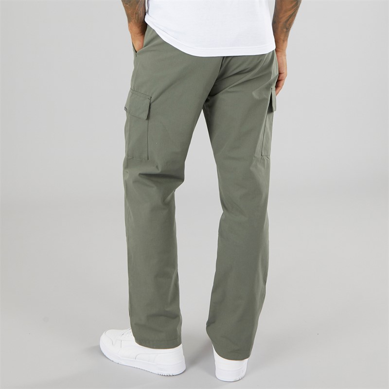 Closure London Mens Smart Open Hem Utility Trousers Khaki