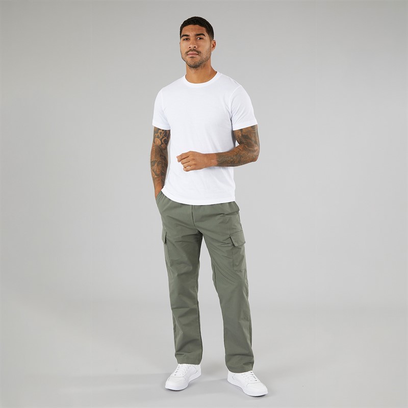 Closure London Mens Smart Open Hem Utility Trousers Khaki