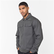 Closure London Mens Twill Zip Up Jacket Charcoal