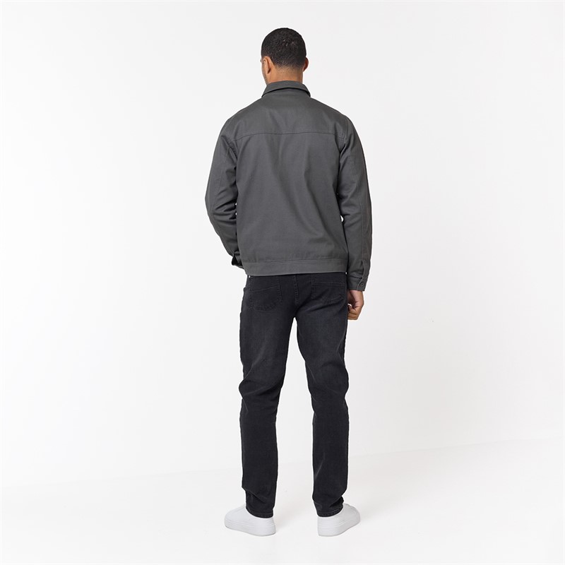 Closure London Mens Twill Zip Up Jacket Charcoal