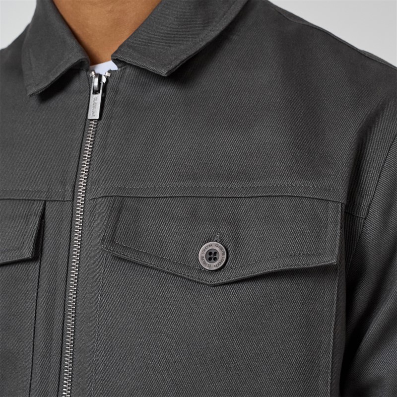 Closure London Mens Twill Zip Up Jacket Charcoal
