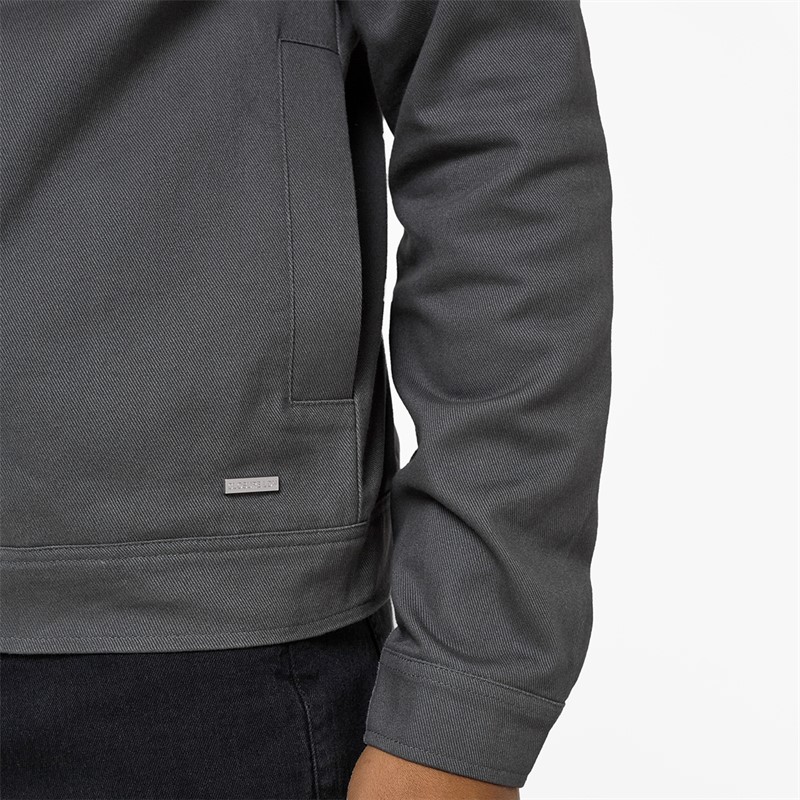 Closure London Mens Twill Zip Up Jacket Charcoal