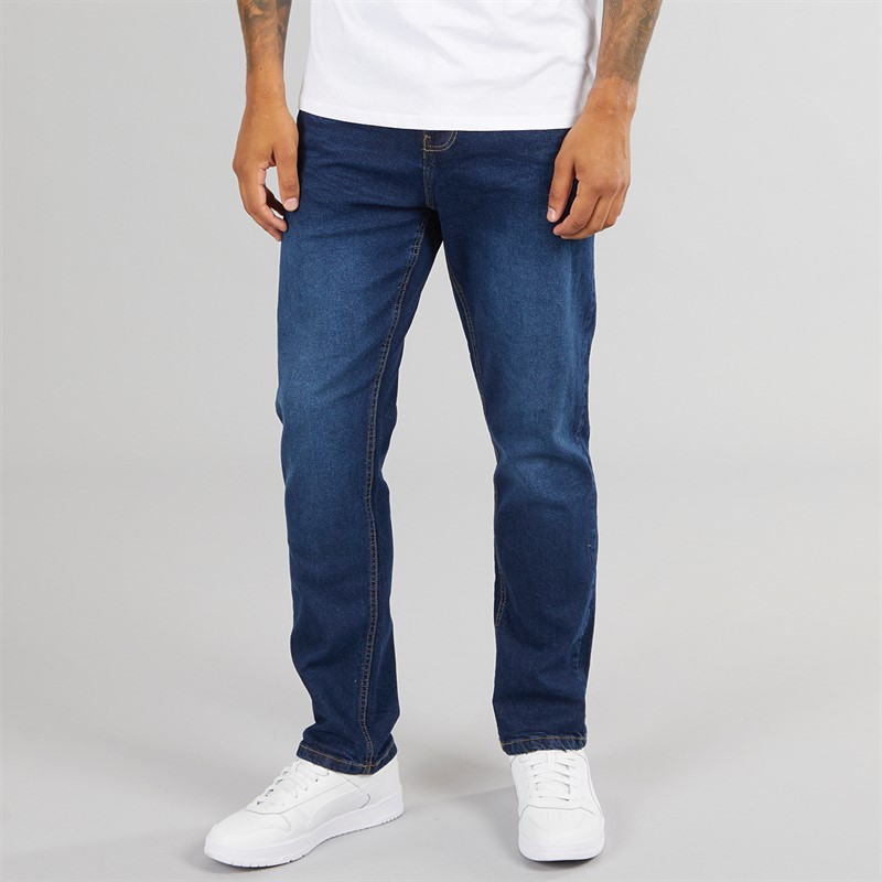 Mens Straight Fit Denim Jeans Dark Blue - Size 28/30