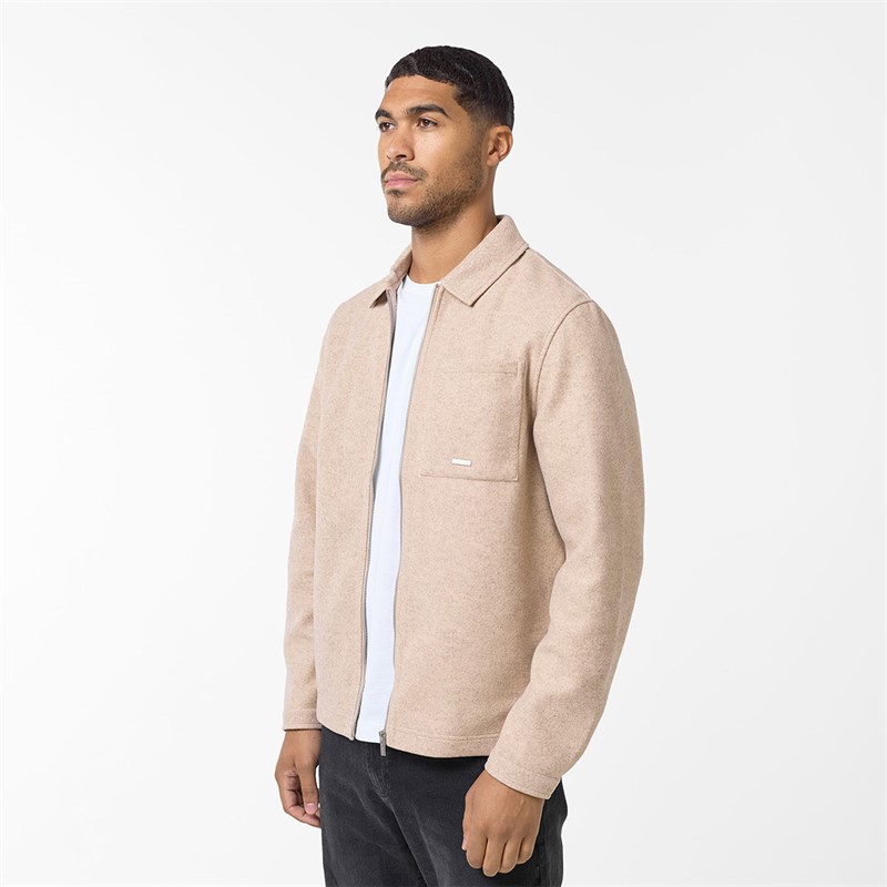 Closure London Mens Wool Overshirt Stone