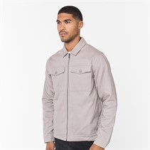 Closure London Mens Twill Zip Up Jacket Stone