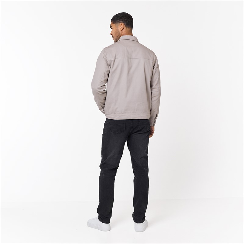 Closure London Mens Twill Zip Up Jacket Stone