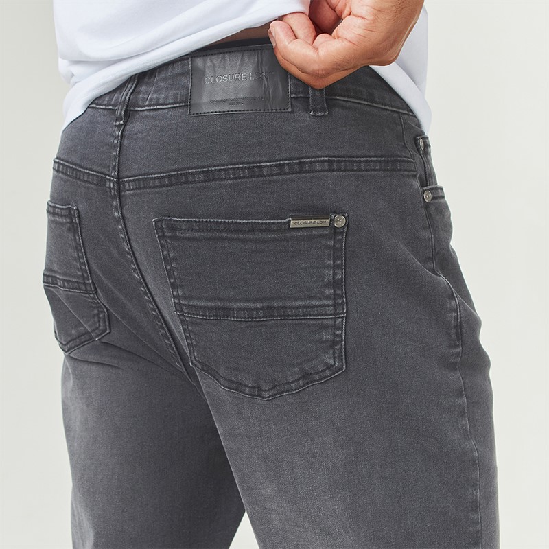 Closure London Mens Two Pack Straight Fit Denim Jeans Black Wash/Grey Wash