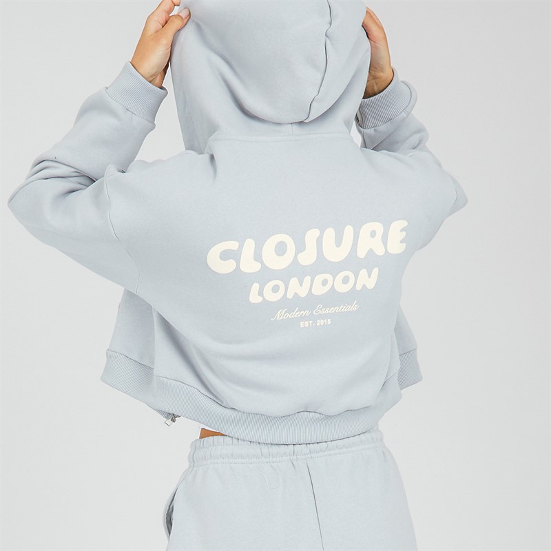 Closure London Womens Bubble Print Hoodie And Shorts Twinset Ice Grey