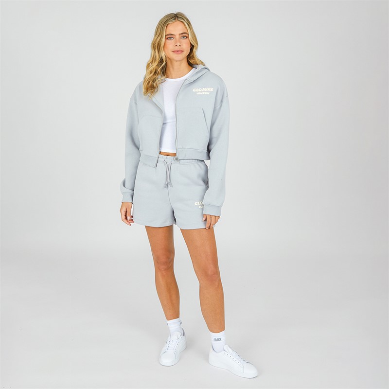 Closure London Womens Bubble Print Hoodie And Shorts Twinset Ice Grey