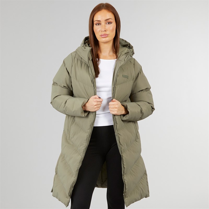 Closure London Damen langer Schlitz Saum Steppmantel Olive