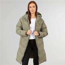 Closure London Damen langer Schlitz Saum Steppmantel Olive