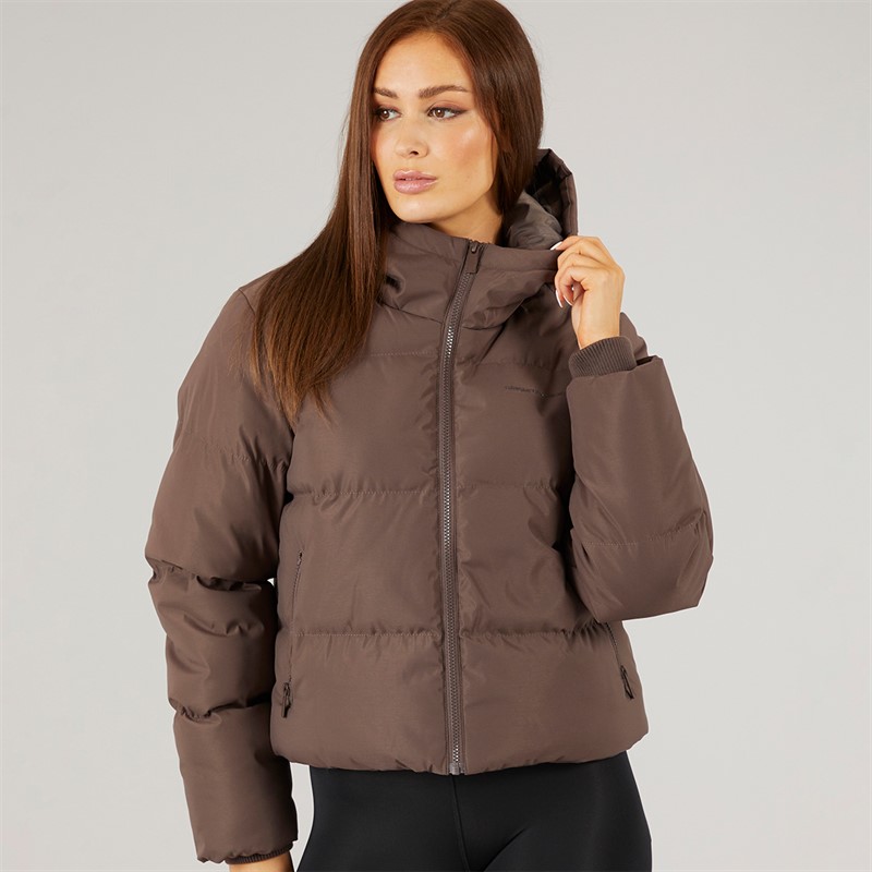 Closure London Womens Storm Cuff Short Puffer Jacket Coffee
