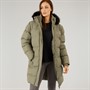 Closure London Womens Longline Faux Fur Parka With Hood Olive