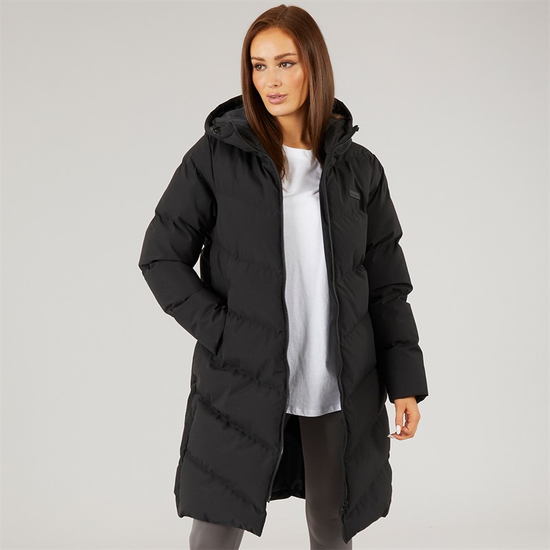 Closure London Womens Longline Split Hem Puffer Coat Black - Size 6