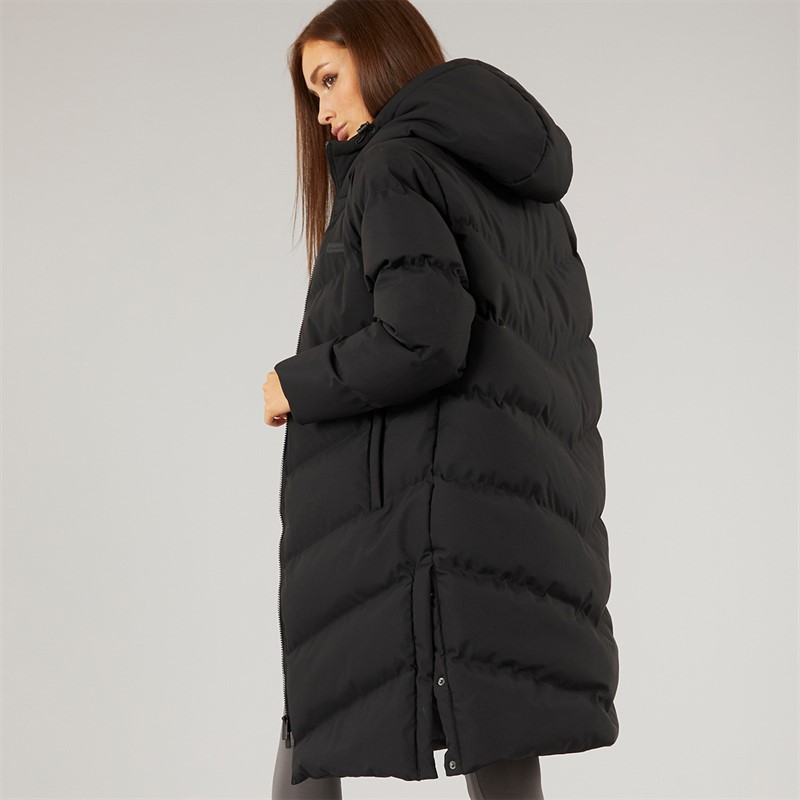 Closure London Damen Lange Geteilter Saum Steppjacke Schwarz