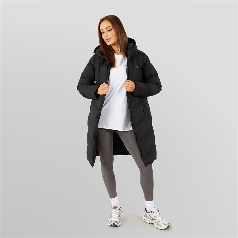 Closure London Damen Lange Geteilter Saum Steppjacke Schwarz