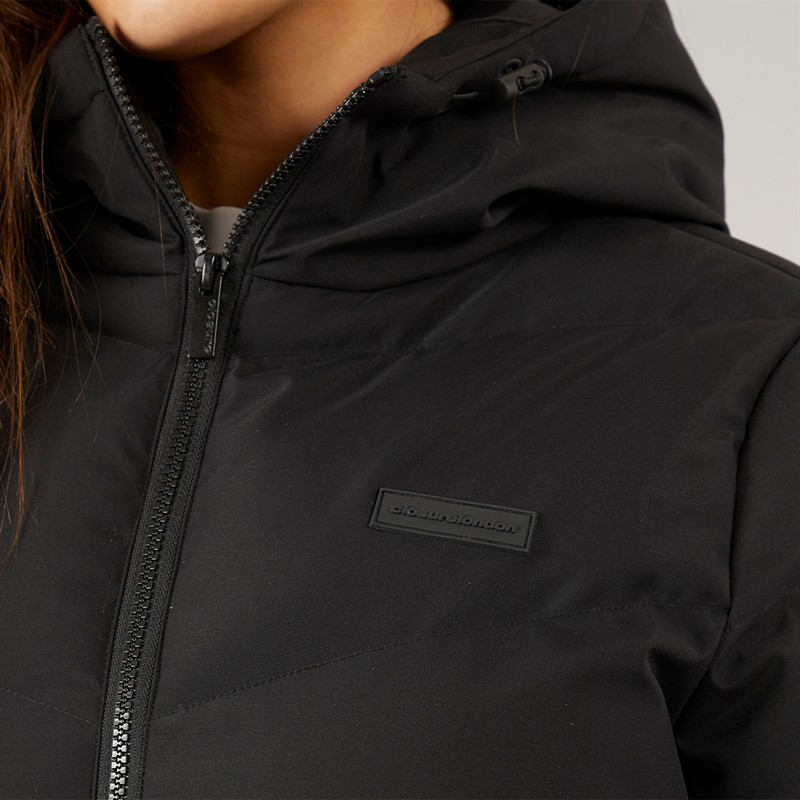 Closure London Damen Lange Geteilter Saum Steppjacke Schwarz