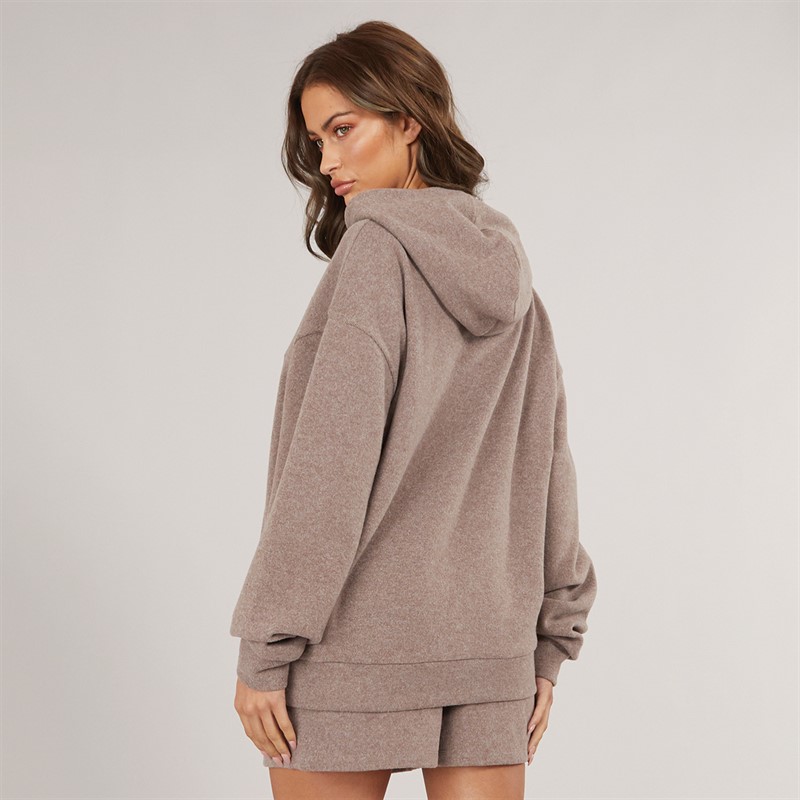 Closure London Womens Soft Knit Hoodie And Shorts Set Brown Marl