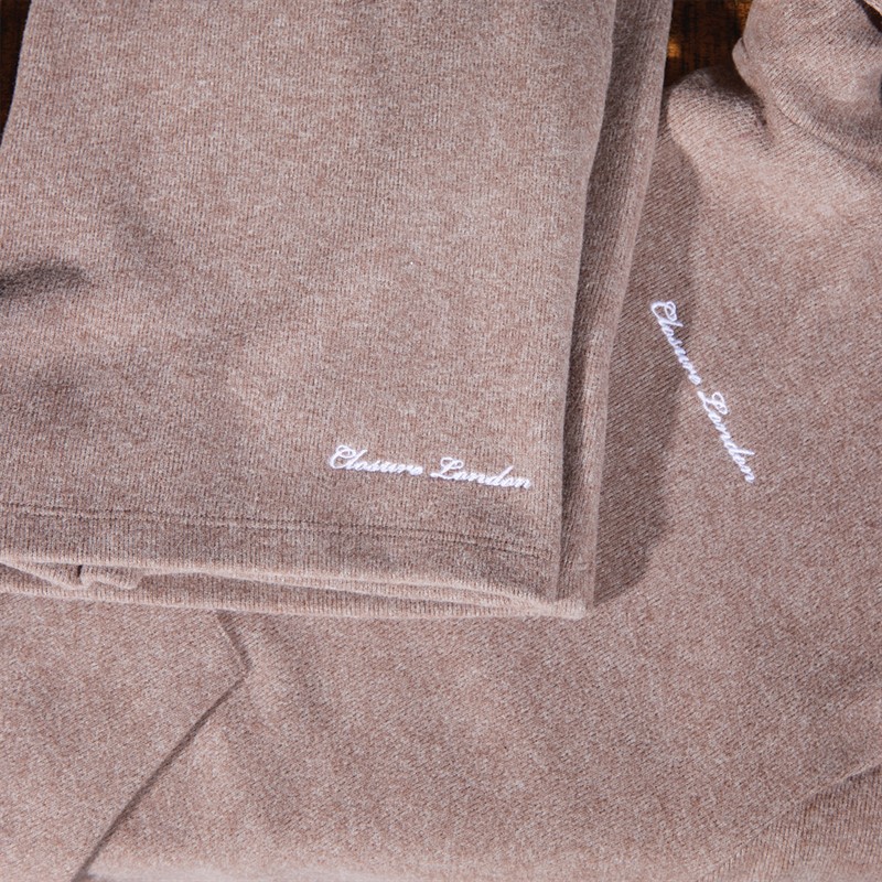 Closure London Womens Soft Knit Hoodie And Shorts Set Brown Marl