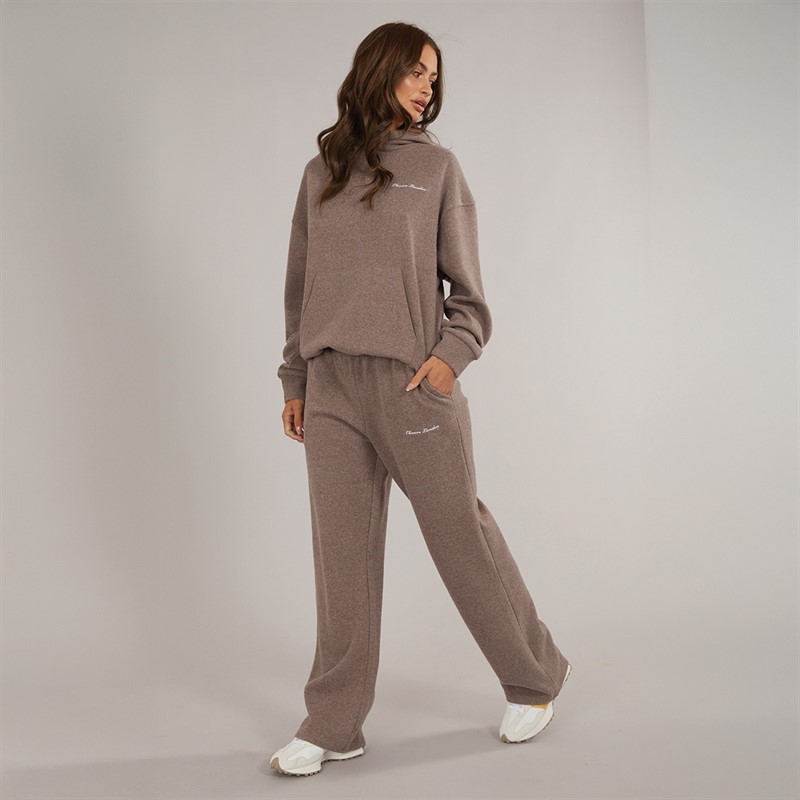 Closure London Womens Soft Knit Tracksuit Brown Marl