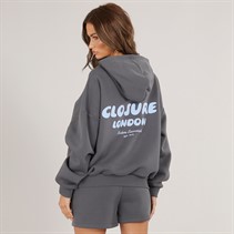 Closure London Womens Bubble Hoodie And Shorts Set Charcoal/Powder Blue
