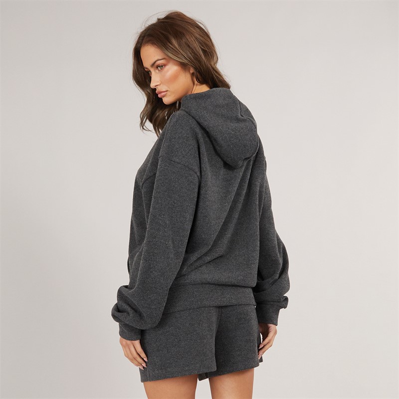 Closure London Womens Soft Knit Hoodie And Shorts Set Charcoal Marl