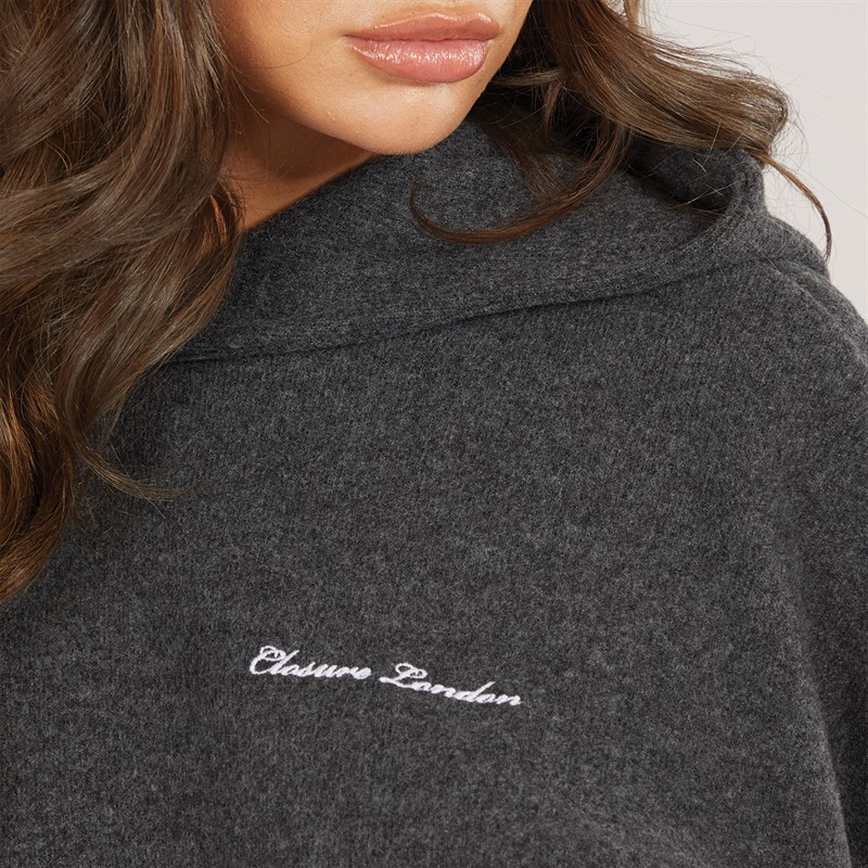 Closure London Womens Soft Knit Hoodie And Shorts Set Charcoal Marl