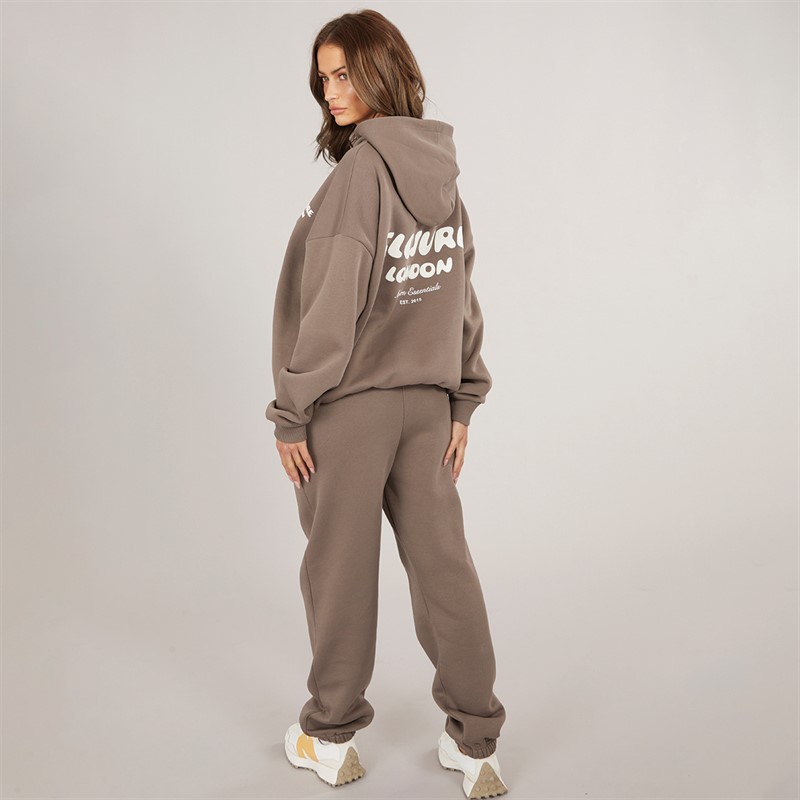 Closure London Womens Bubble Back Print Tracksuit Mocha/Off White