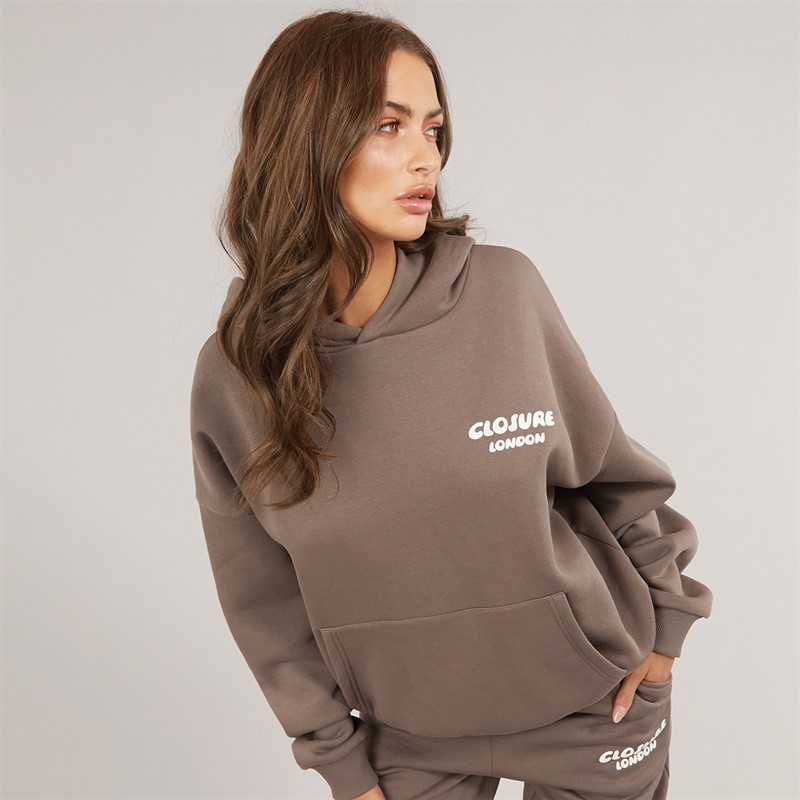 Closure London Womens Bubble Back Print Tracksuit Mocha/Off White