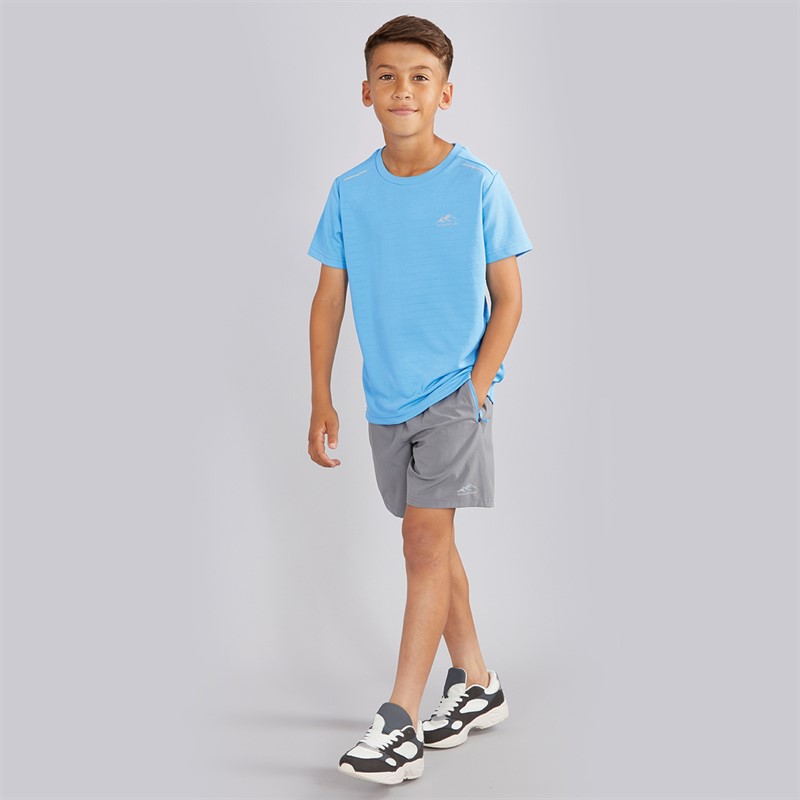 Closure London Boys Training Poly T-Shirt And Shorts Co-Ord Set Azure Blue/Mid Grey