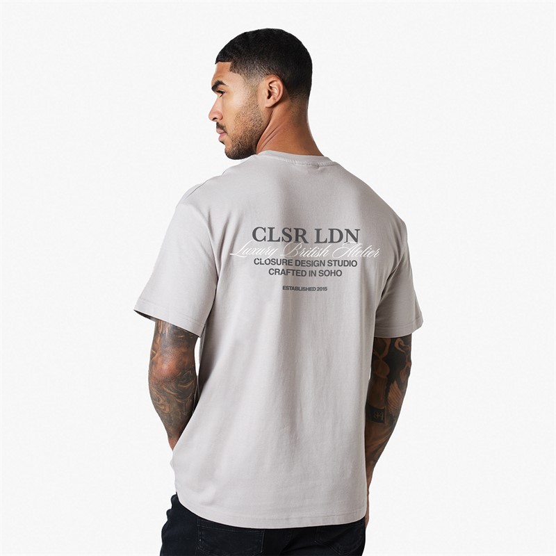 Closure London Mens Crafted Luxury Relaxed T-Shirt Stone