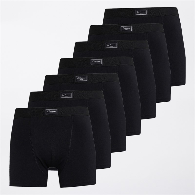Closure London Mens Seven Pack Boxer Shorts Black