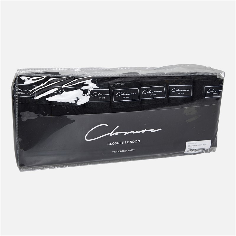 Closure London Mens Seven Pack Boxer Shorts Black