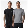 Closure London Mens Two Pack Poly T-Shirts Black/Grey