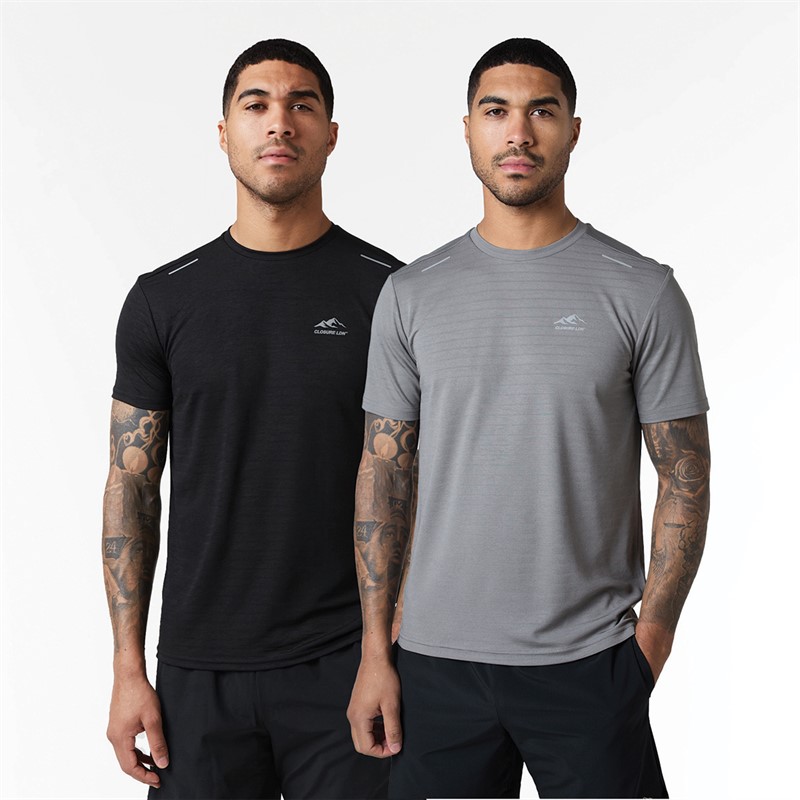 Mens Two Pack Poly T-Shirts Black/Grey - Size S