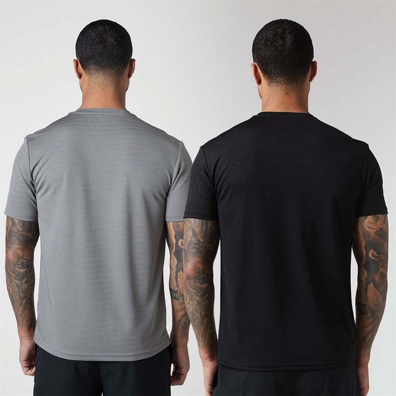 Closure London Mens Two Pack Poly T-Shirts Black/Grey