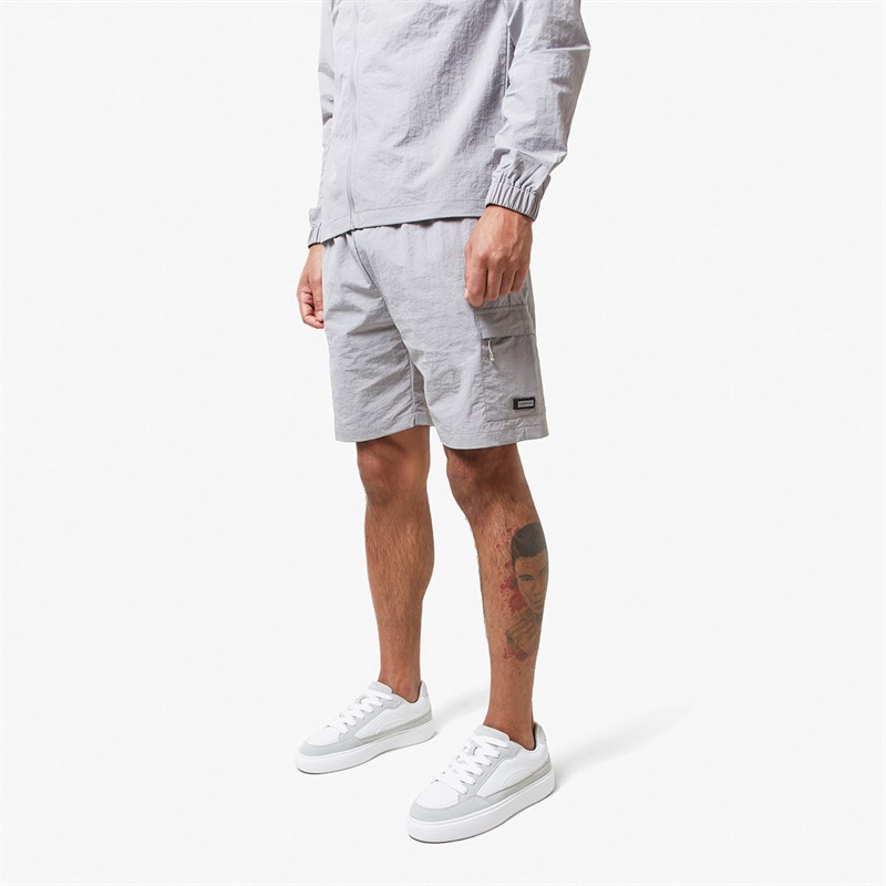 Mens Crinkle Nylon Shorts Frost Grey - Size L
