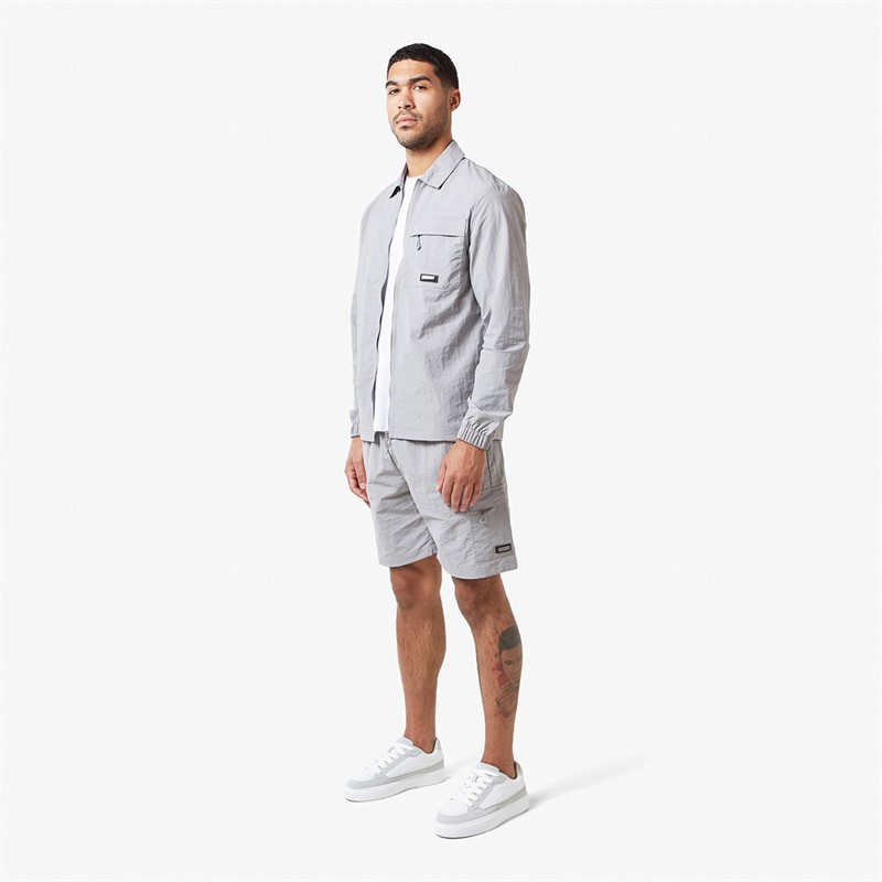 Closure London Mens Crinkle Nylon Shorts Frost Grey