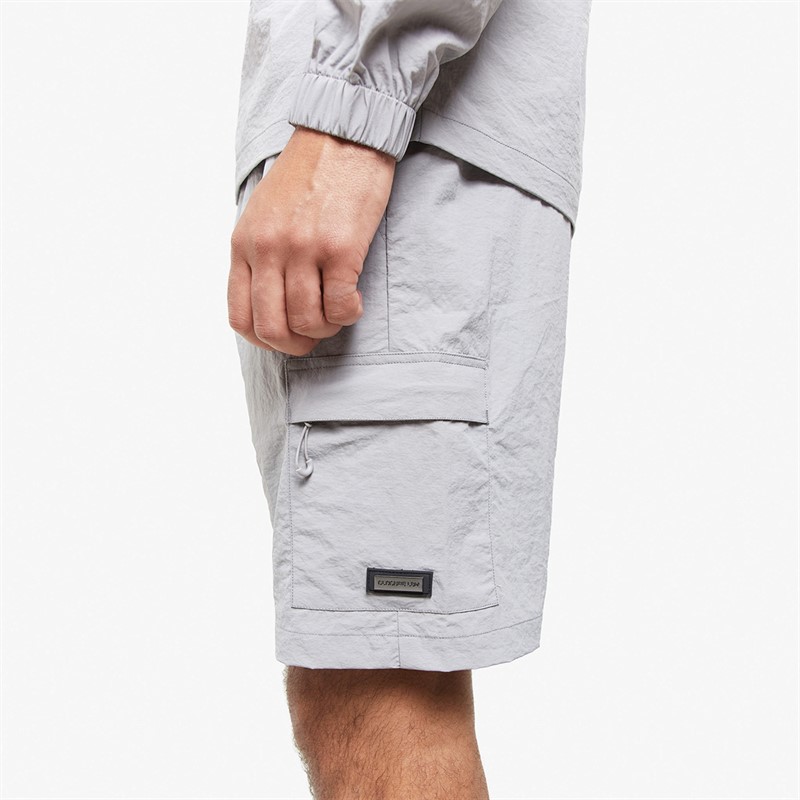 Closure London Mens Crinkle Nylon Shorts Frost Grey