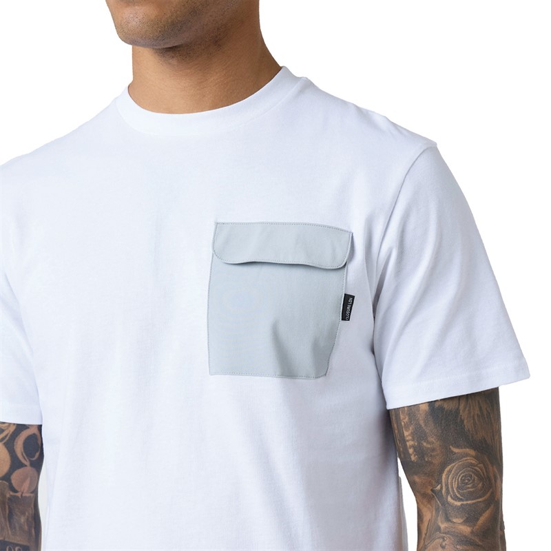 Closure London Mens Contrast Nylon Pocket Twinset White/Grey