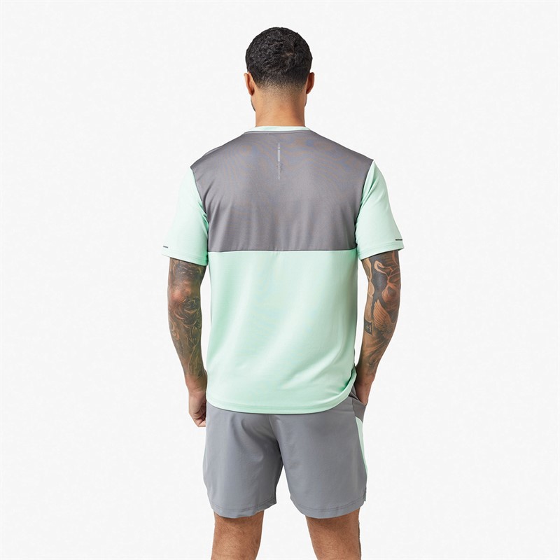 Closure London Mens Colour Block Twinset Neon Mint/Mid Grey