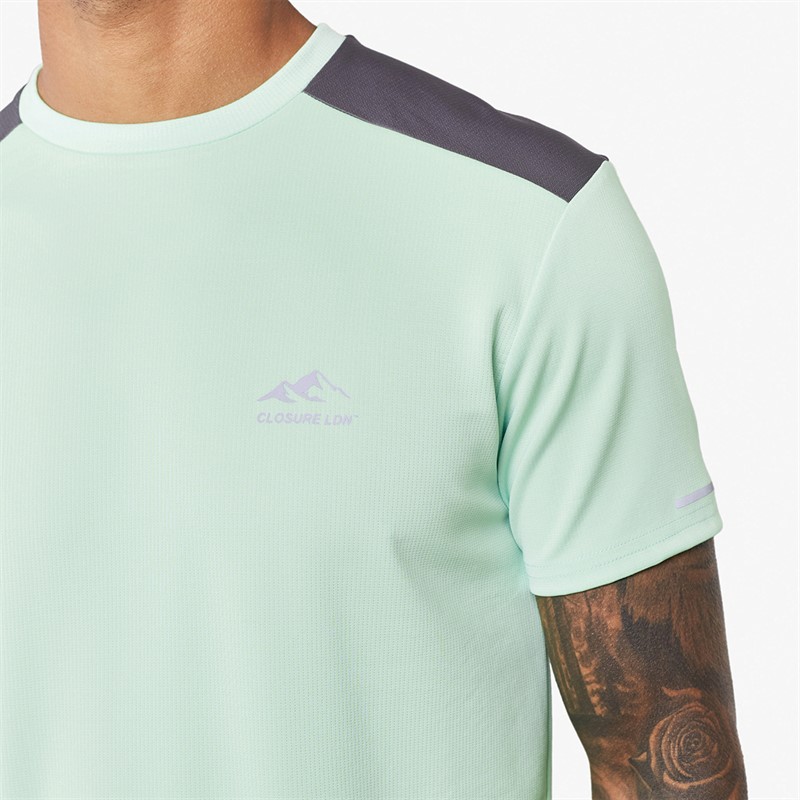 Closure London Mens Colour Block Twinset Neon Mint/Mid Grey