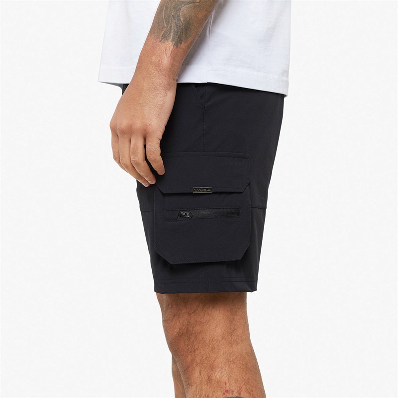 Closure London Mens Tech Stretch Poly Utility Shorts Black