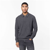 Closure London Mens Soft Knit 1/4 Zip Sweatshirt Charcoal