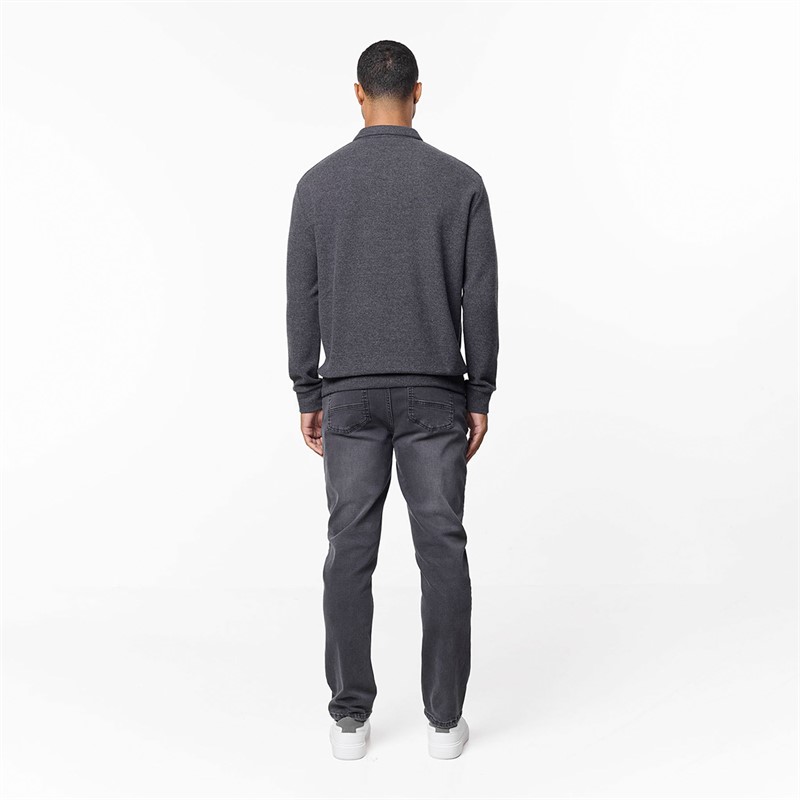 Closure London Mens Soft Knit 1/4 Zip Sweatshirt Charcoal