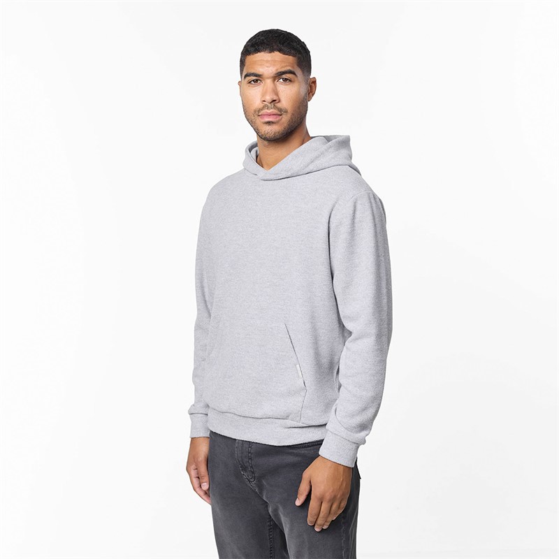 Closure London Mens Soft Knit Hoodie Grey Marl